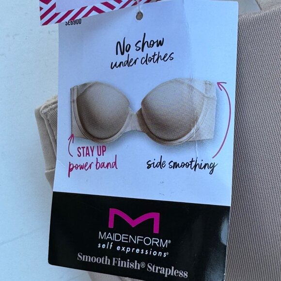 Maidenform Women's Side Smoothing Multiway Strapless Bra Beige Size 34C NWT - Picture 8 of 14